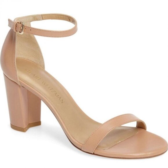 Stuart Weitzman NearlyNude Naked Suede Ankle-Strap Sandals - Picture 1 of 11
